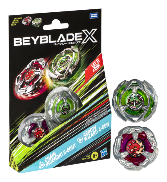 Beyblade X Chain Incendio and Arrow Wizard