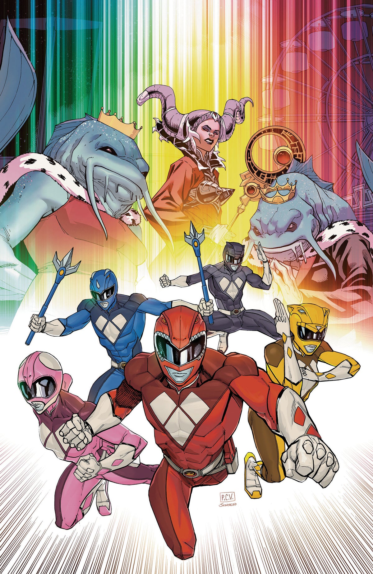Mighty Morphin Power Rangers (2026) #4 F 1 in 10 Variant Edition Foil Variant (Full Art, Foil, Sevy)