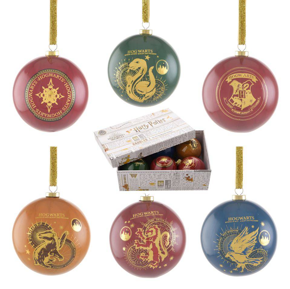 HARRY POTTER SET OF 6 BAUBLES YULE HOUSES