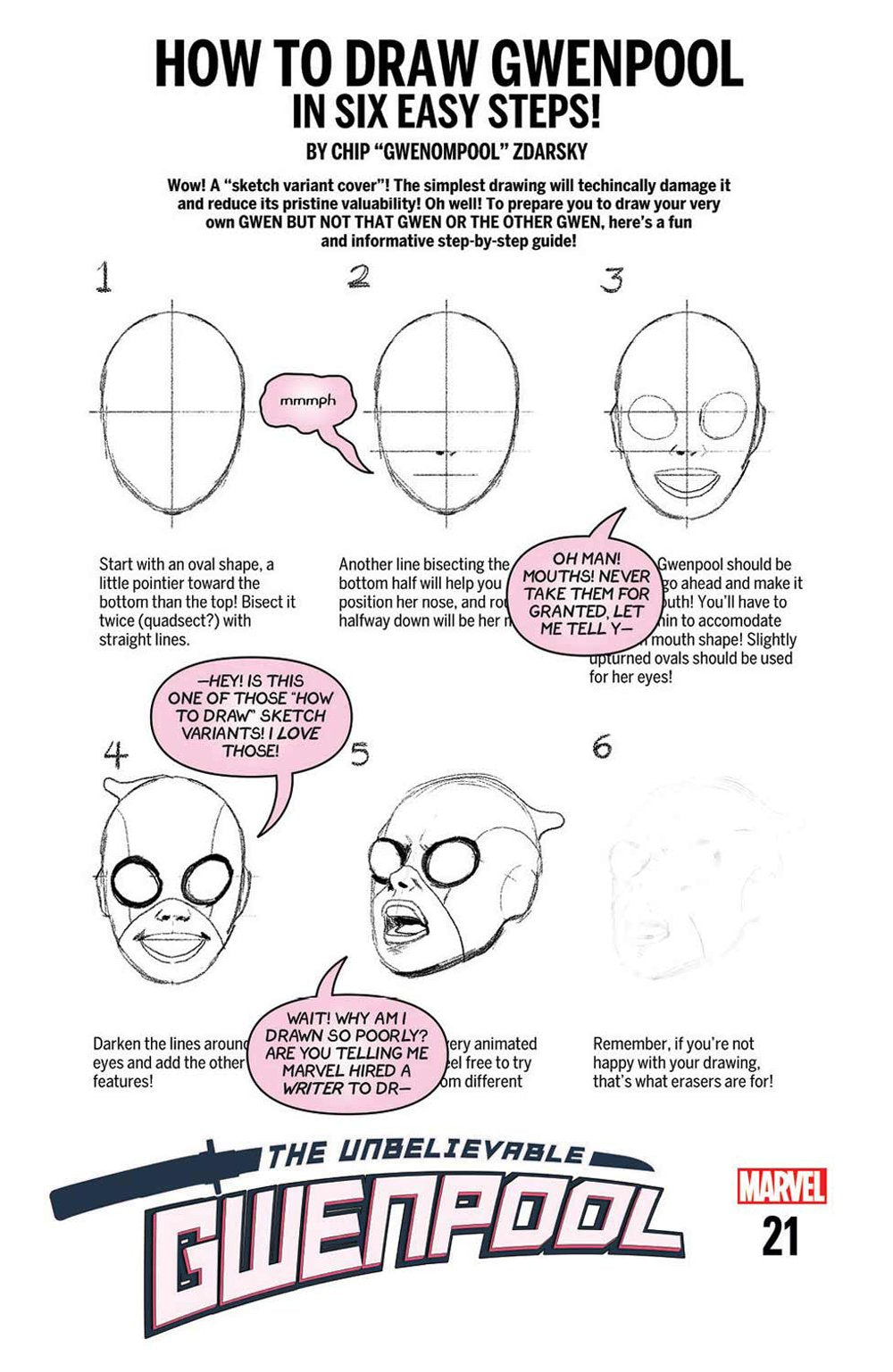 GWENPOOL #21 ZDARSKY HOW TO DRAW VAR LEG COVER