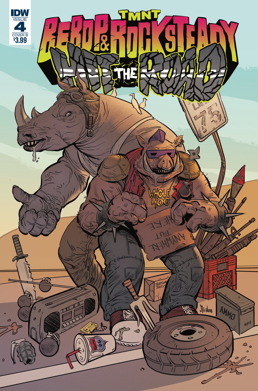 TMNT BEBOP ROCKSTEADY HIT THE ROAD #4 (OF 5) CVR B STRAHM COVER