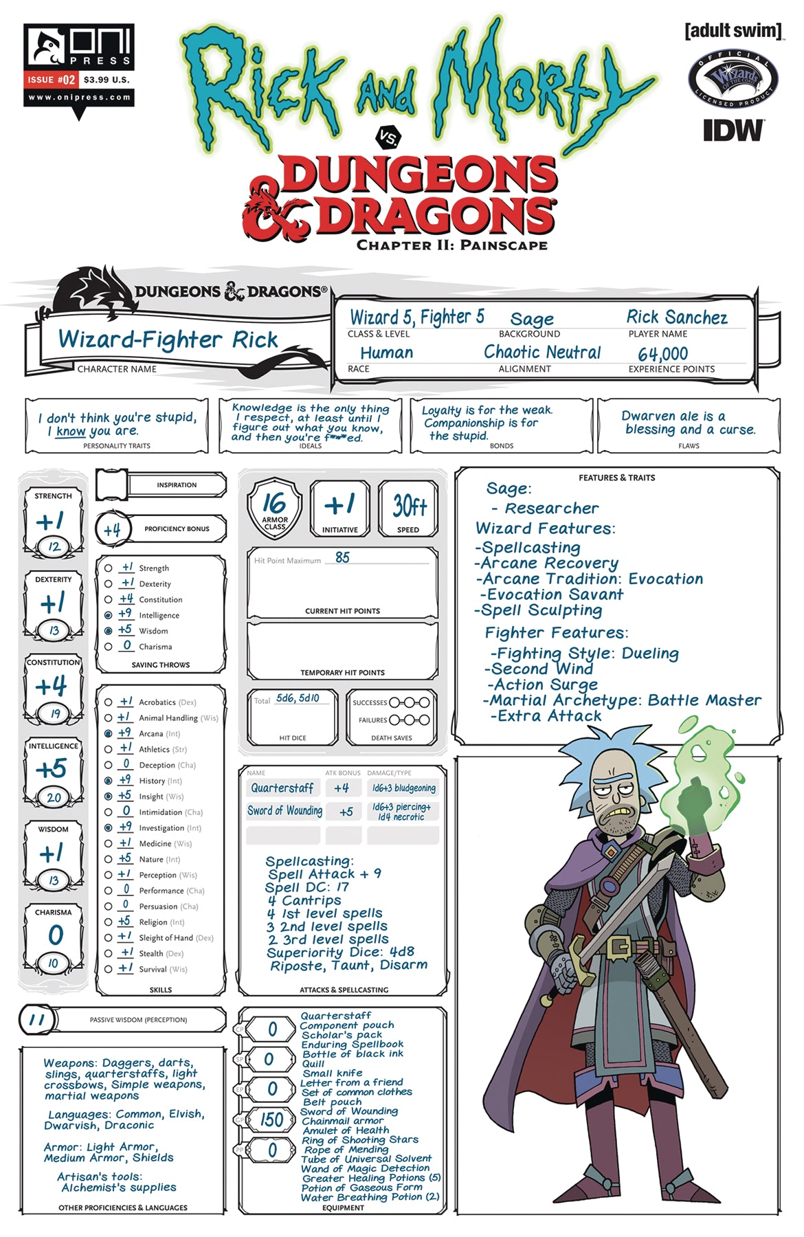RICK & MORTY VS D&D II PAINSCAPE #2 CVR C LOOK CHARACTER SHEET