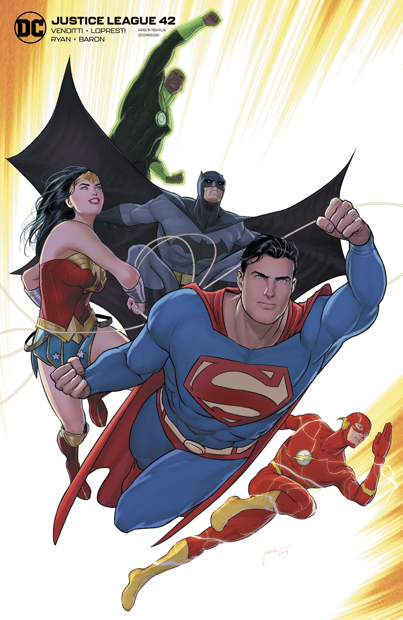 JUSTICE LEAGUE #42 CARD STOCKMIKEL JANIN VAR ED