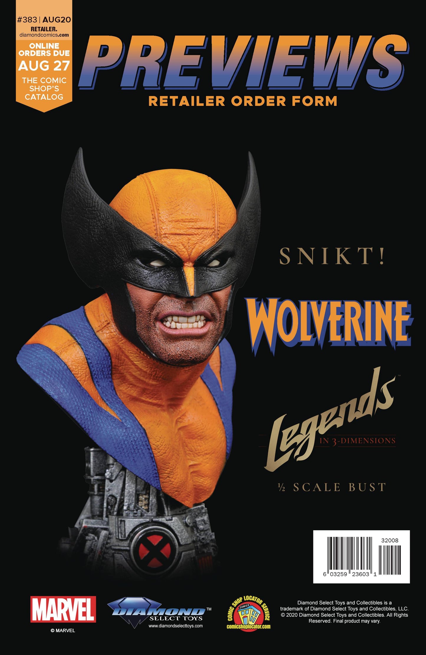 PREVIEWS #383 AUGUST 2020 RET ORD FORM FREE EXTRAS