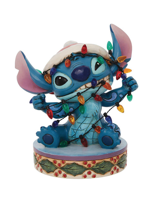 DISNEY TRADITIONS STITCH WRAPPED IN XMAS LIGHTS 4.5 IN FIGURE