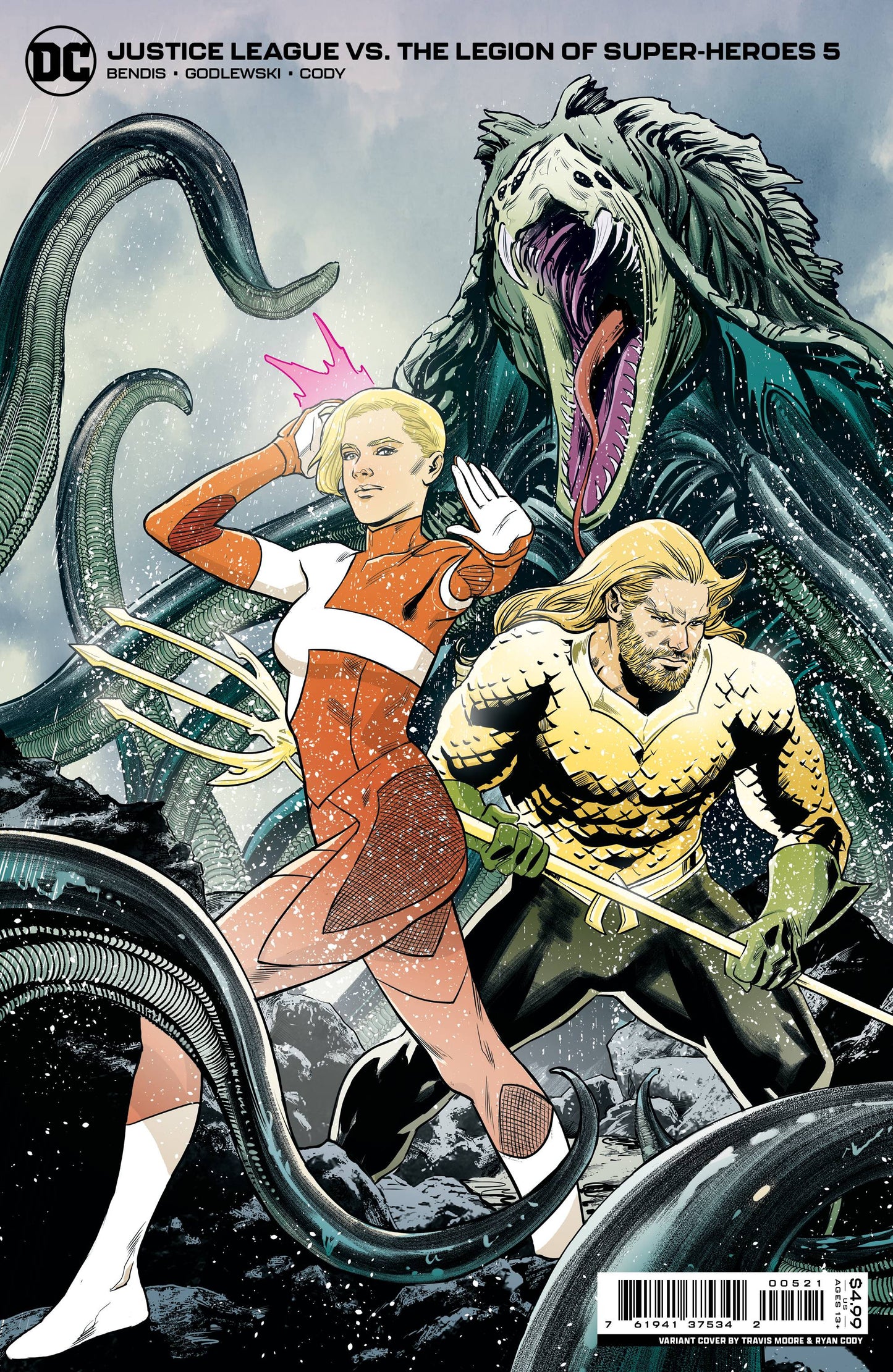 JUSTICE LEAGUE VS LEGION OF SUPERHEROES #5 CVR B MOORE CARD STOCK VAR