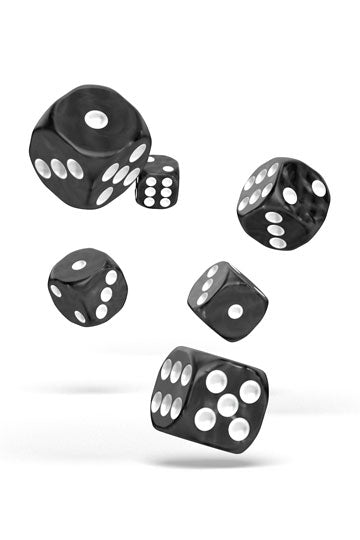 Oakie Doakie Dice D6 Dice 16 mm Marble - Black (12)