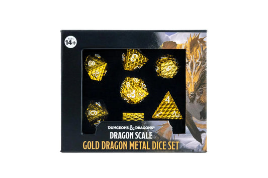 D&D Dragon Scale Metal Dice Set - Gold
