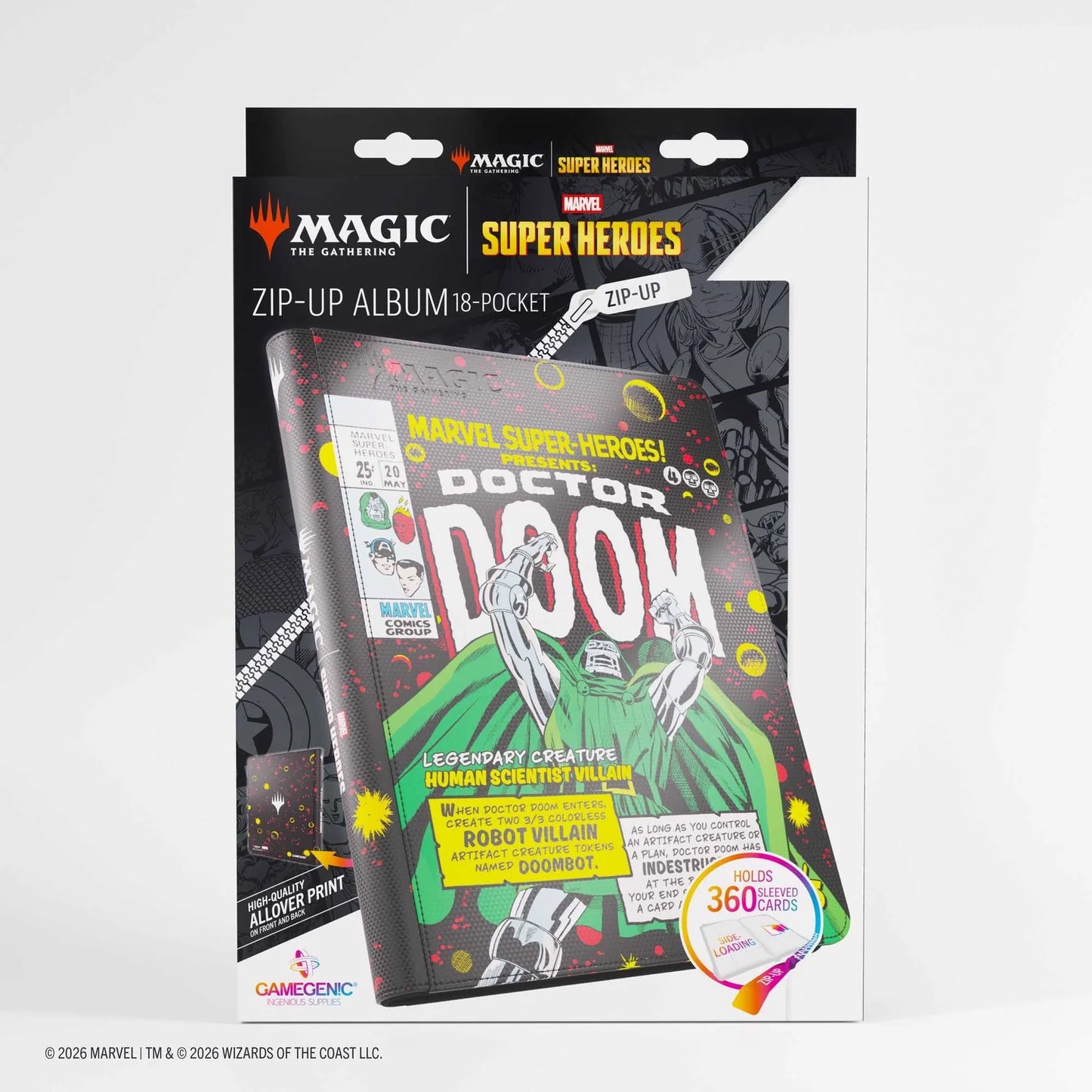Gamegenic Magic: The Gathering Marvel Super Heroes Zip-Up Album 18-Pocket - Doctor Doom/Spider-Man