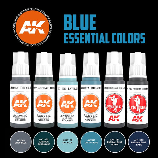 AK Acrylic Set - Blue Essential Colours
