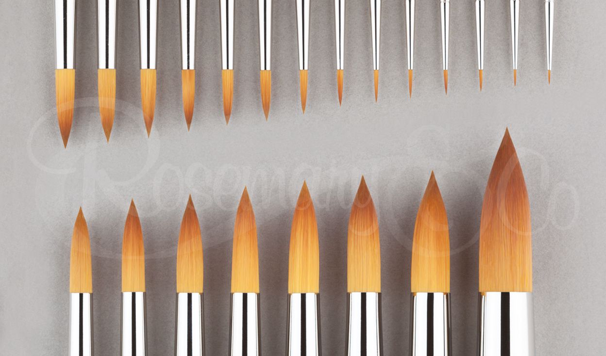 Rosemary & Co Paint Brushes (Series 301. Pointed Round Golden Synthetic)