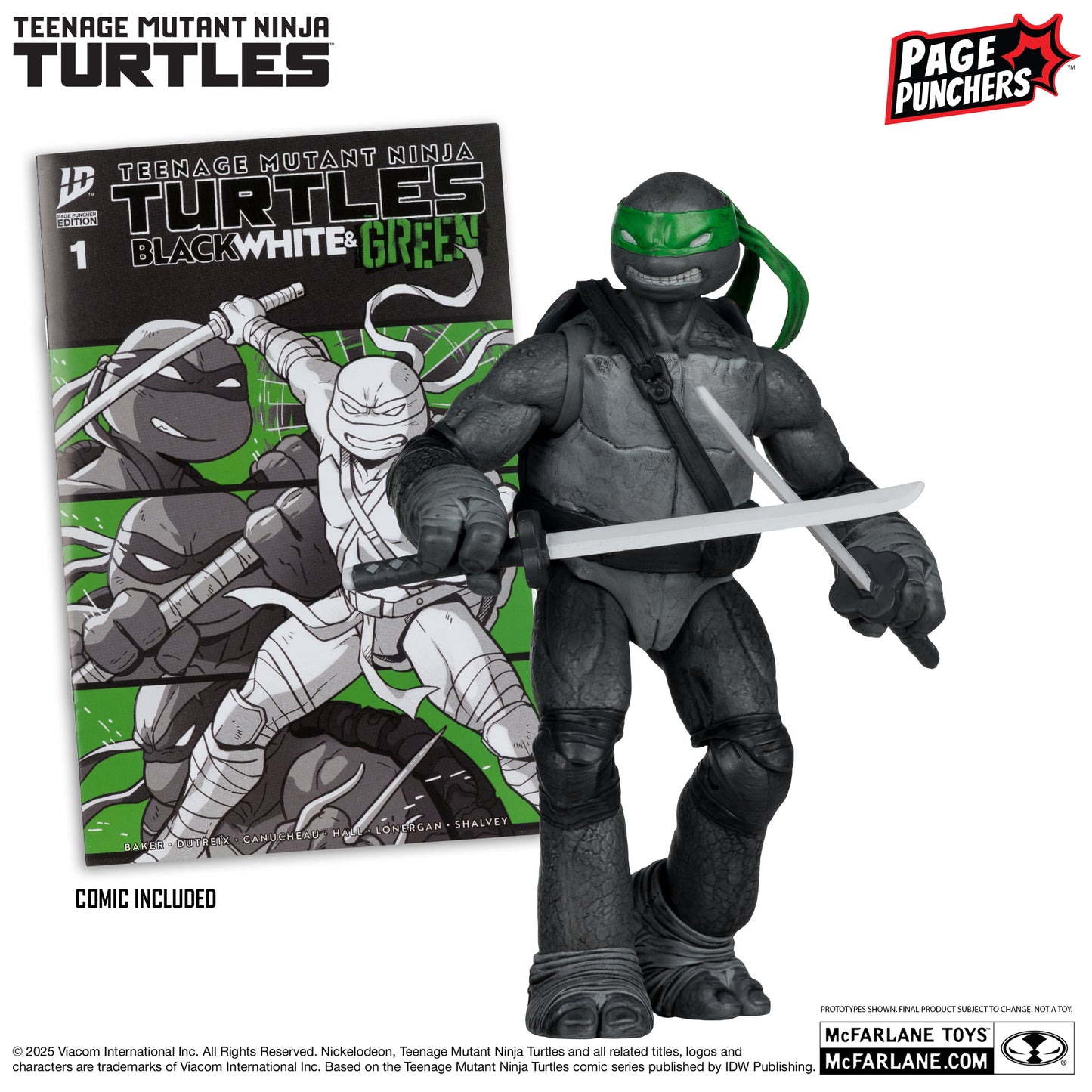 TMNT Black White & Green Page Punchers 5in Figures Wave 3