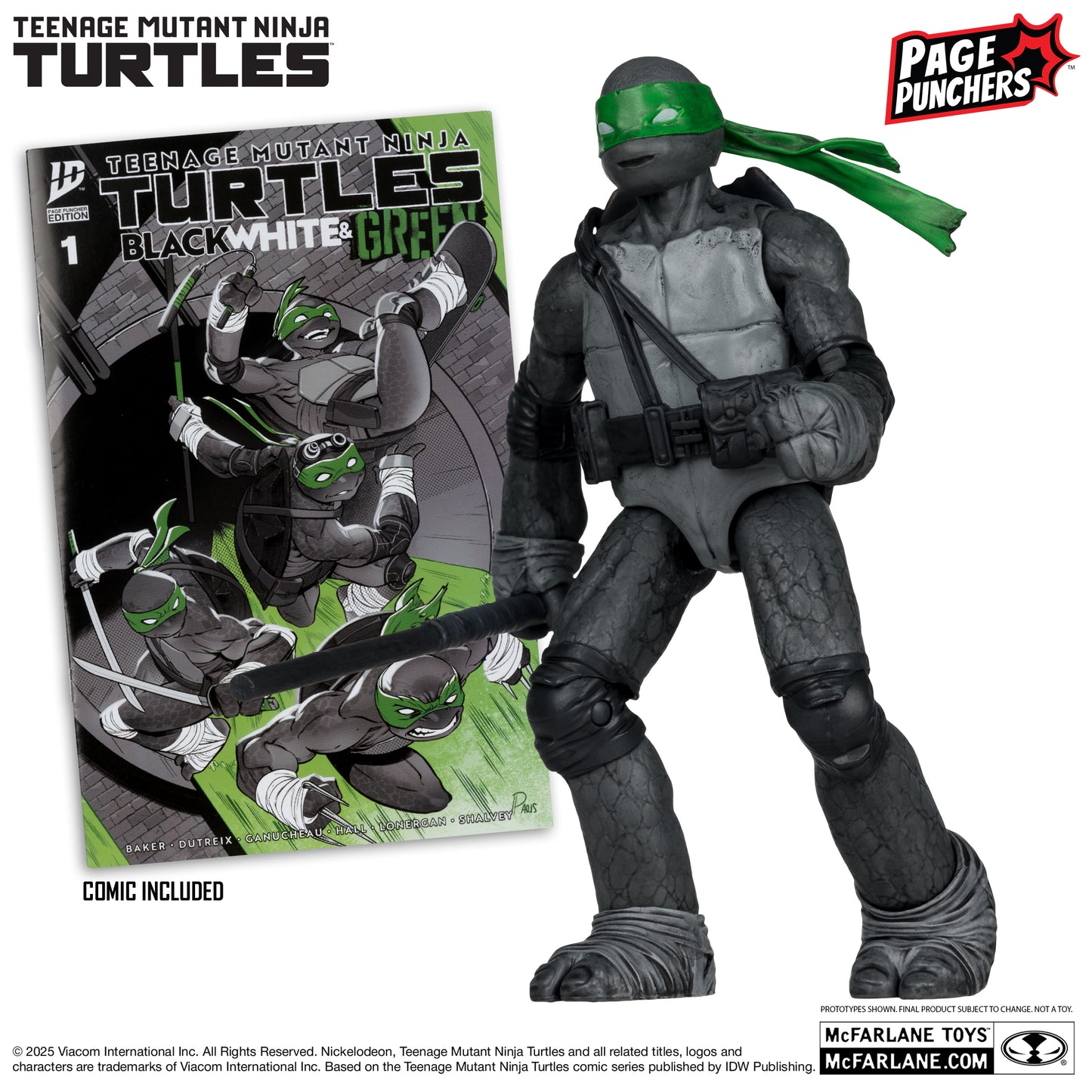 TMNT Black White & Green Page Punchers 5in Figures Wave 3