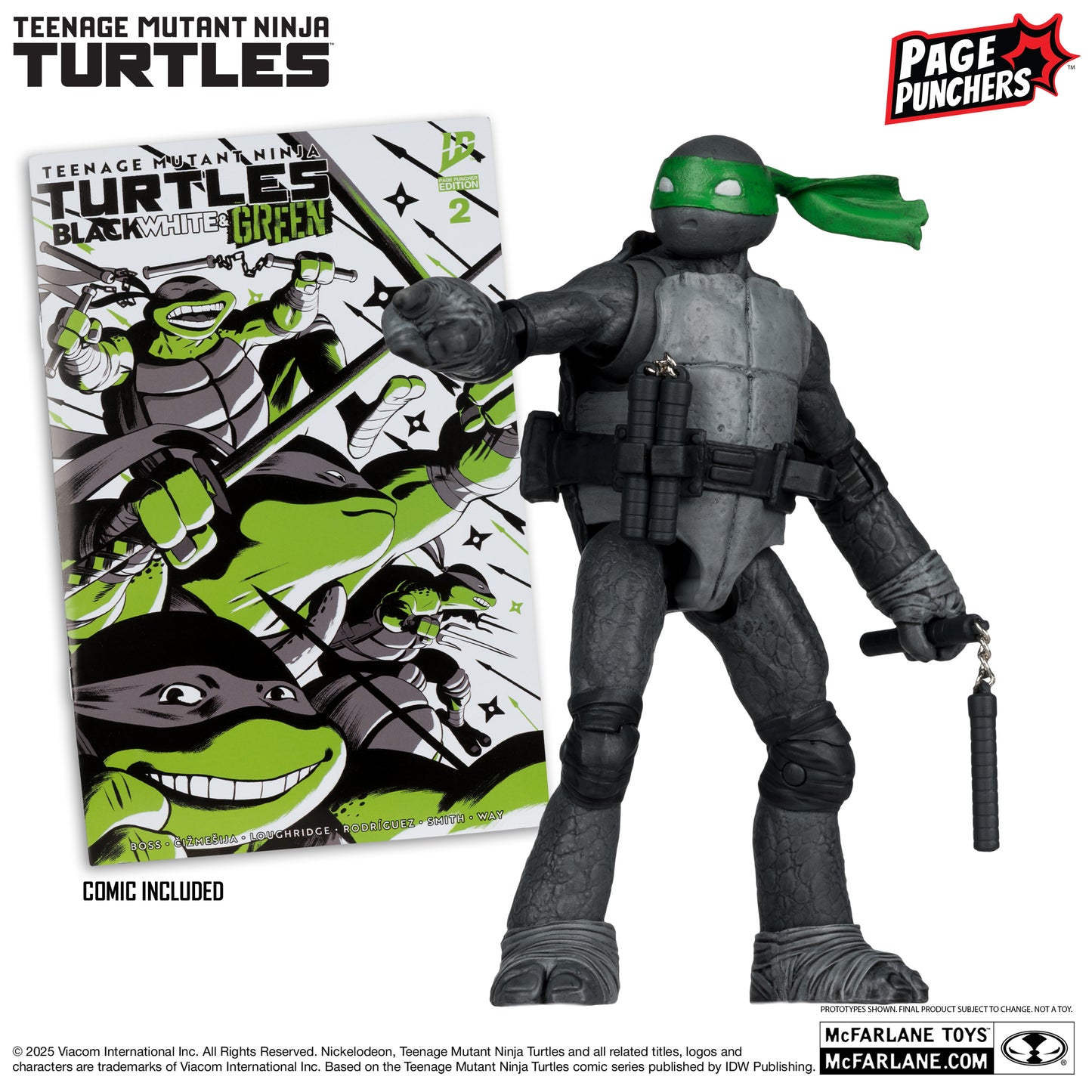 TMNT Black White & Green Page Punchers 5in Figures Wave 3