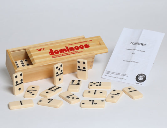 DOUBLE 6 DOMINOES IN WOOD BOX
