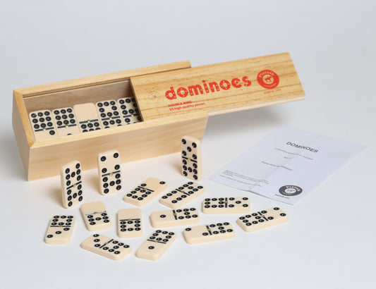 DOUBLE 9 DOMINOES IN WOOD BOX