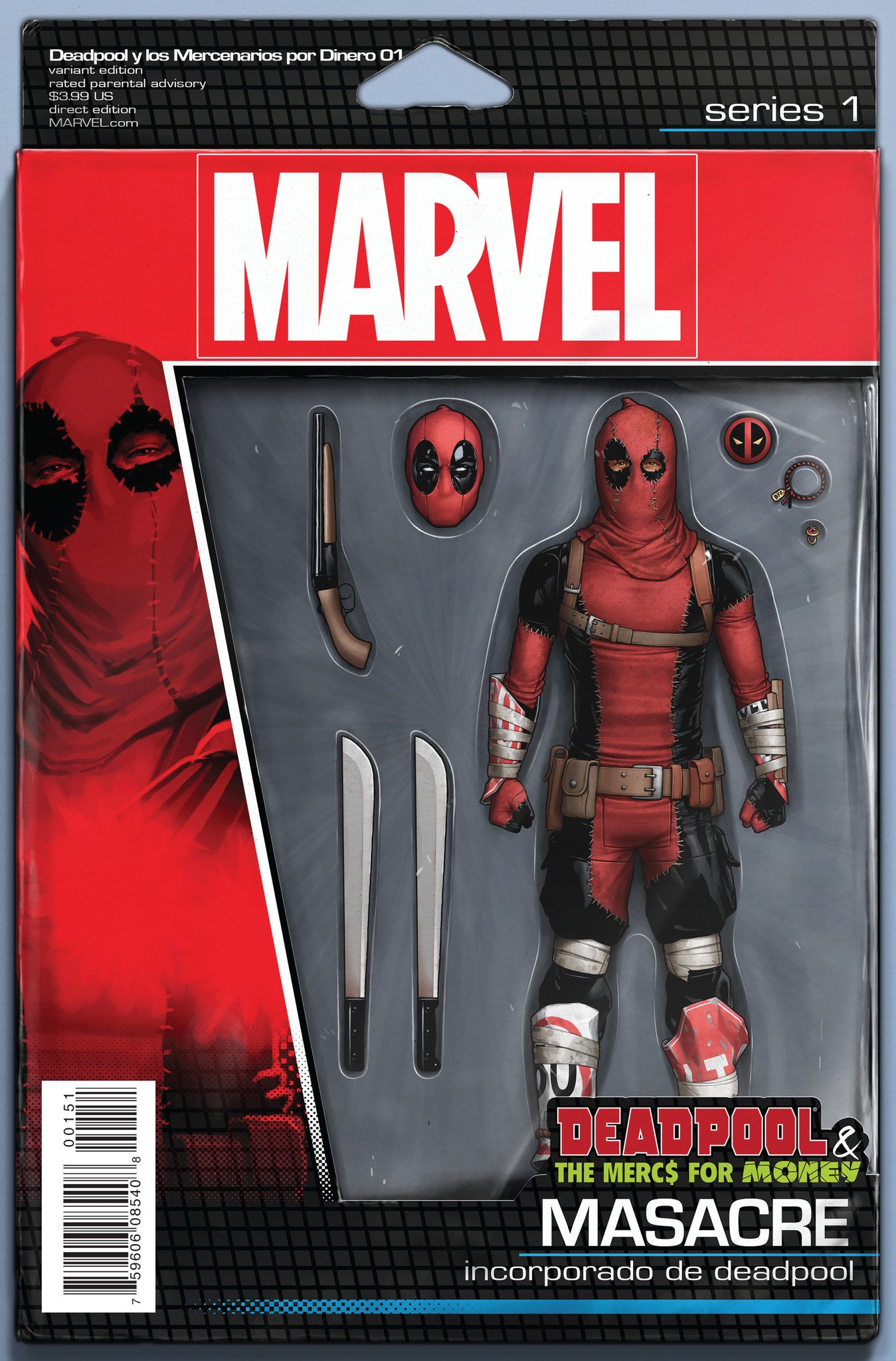 DEADPOOL AND MERCS FOR MONEY #1 CHRISTOPHER ACTION FIGURE VA COVER