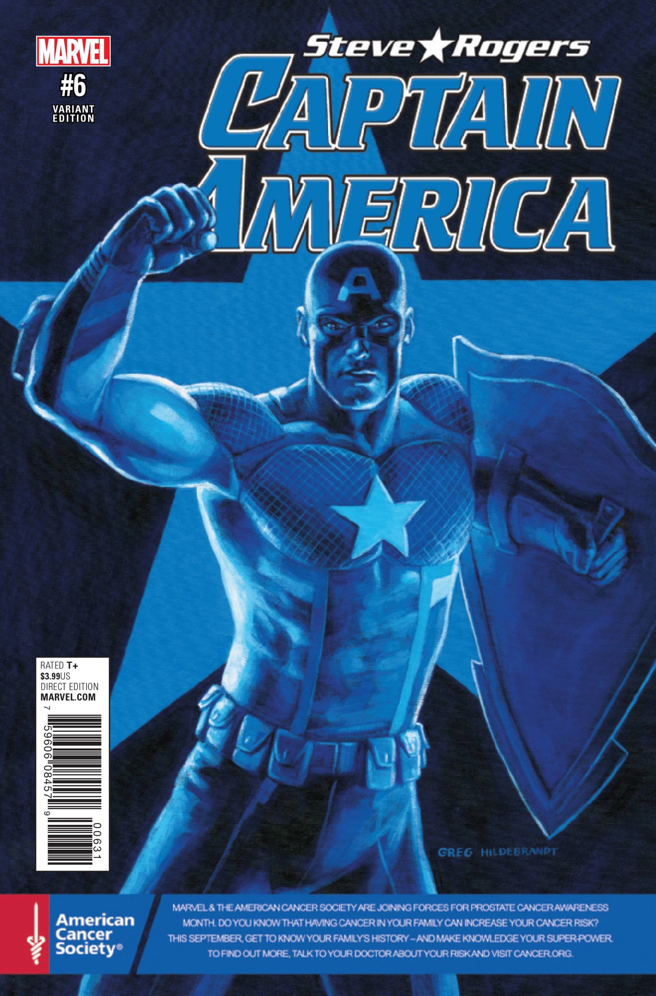 CAPTAIN AMERICA STEVE ROGERS #6 PRSTE CNCR AWARE VAR COVER