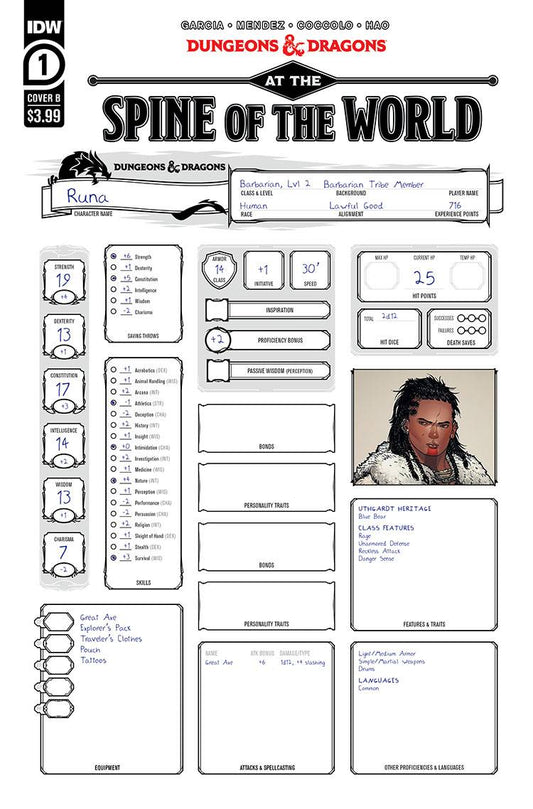 DUNGEONS & DRAGONS AT SPINE OF WORLD #1 (OF 4) CVR B