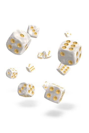 Oakie Doakie Dice D6 Dice 12 mm Marble - White (36)