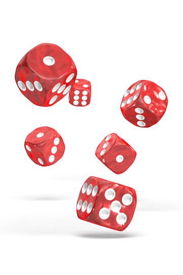 Oakie Doakie Dice D6 Dice 16 mm Marble - Red (12)