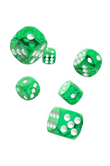Oakie Doakie Dice D6 Dice 16 mm Translucent - Green (12)