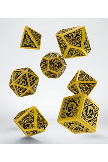 Celtic 3D Revised Dice Set jaune & black (7)