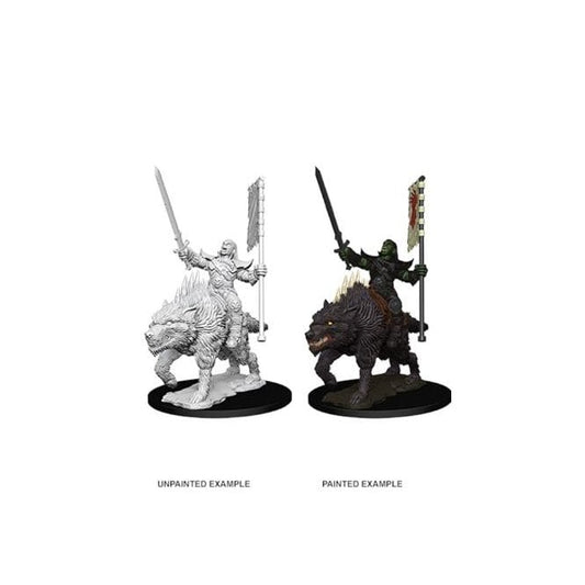 Orc on Dire Wolf : Pathfinder Battles Deep Cuts Unpainted Miniatures