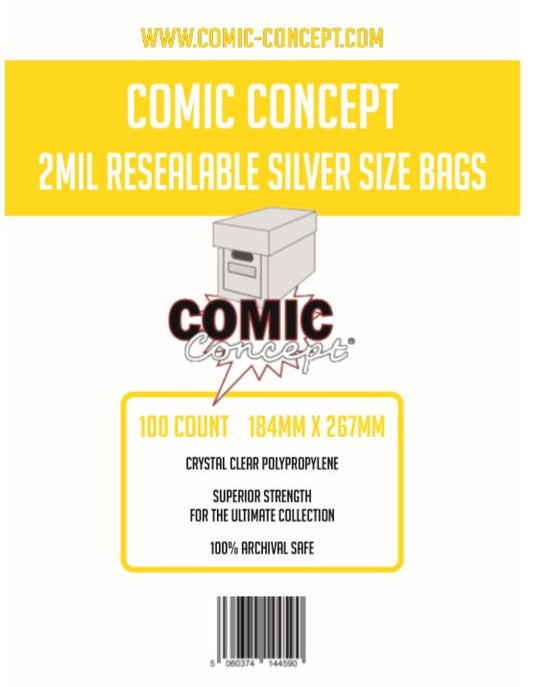 Comic Concept Resealable Silver Size Comic Bags